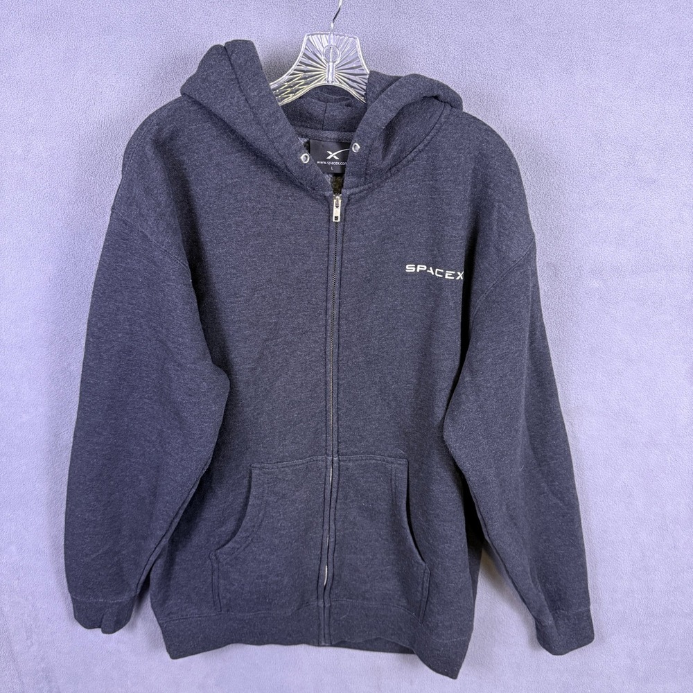 SpaceX Official Hoodie Mens L Logo Full Zip Tesla Sweatshrt Falcon Heavy NASA